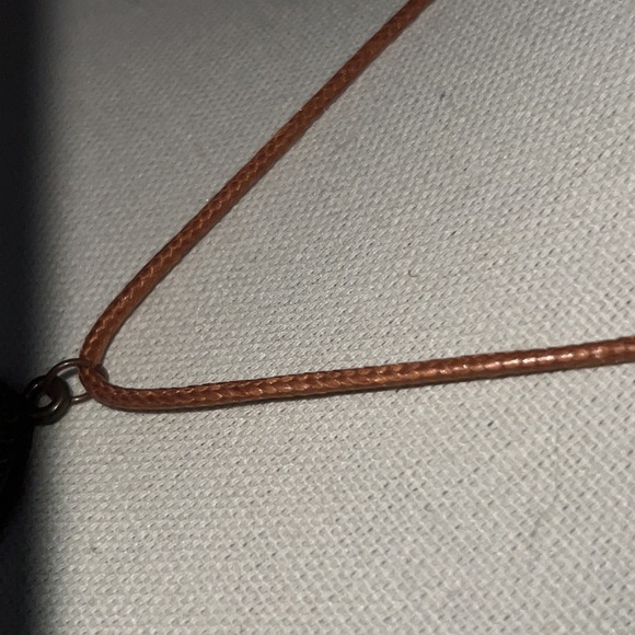 Gold & brown necklace adjustable length clasp braided leather chain jewelry - Picture 4 of 7